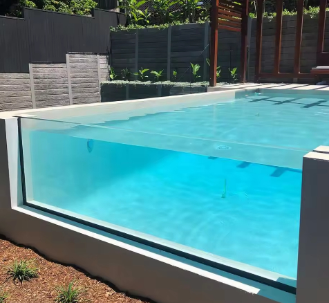 Custom Large Size Clear Acrylic Pool Wall for Infinity Edge Swimming Pool Hotel Villa Resort