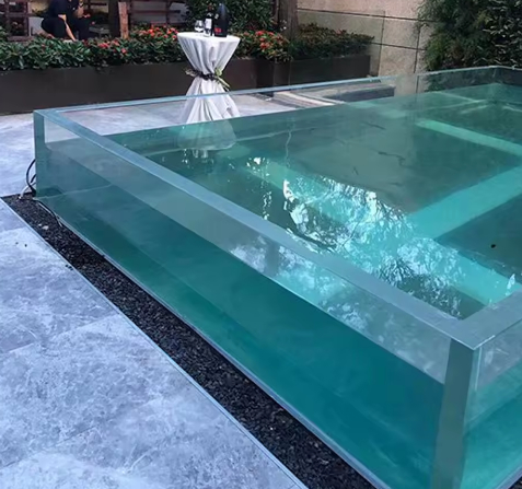 Gruba ściana okienna nadziemna Pełna strona Panele podziemne Arkusz Nieskończone szkło Zewnętrzny Przezroczysty Akryl Basen